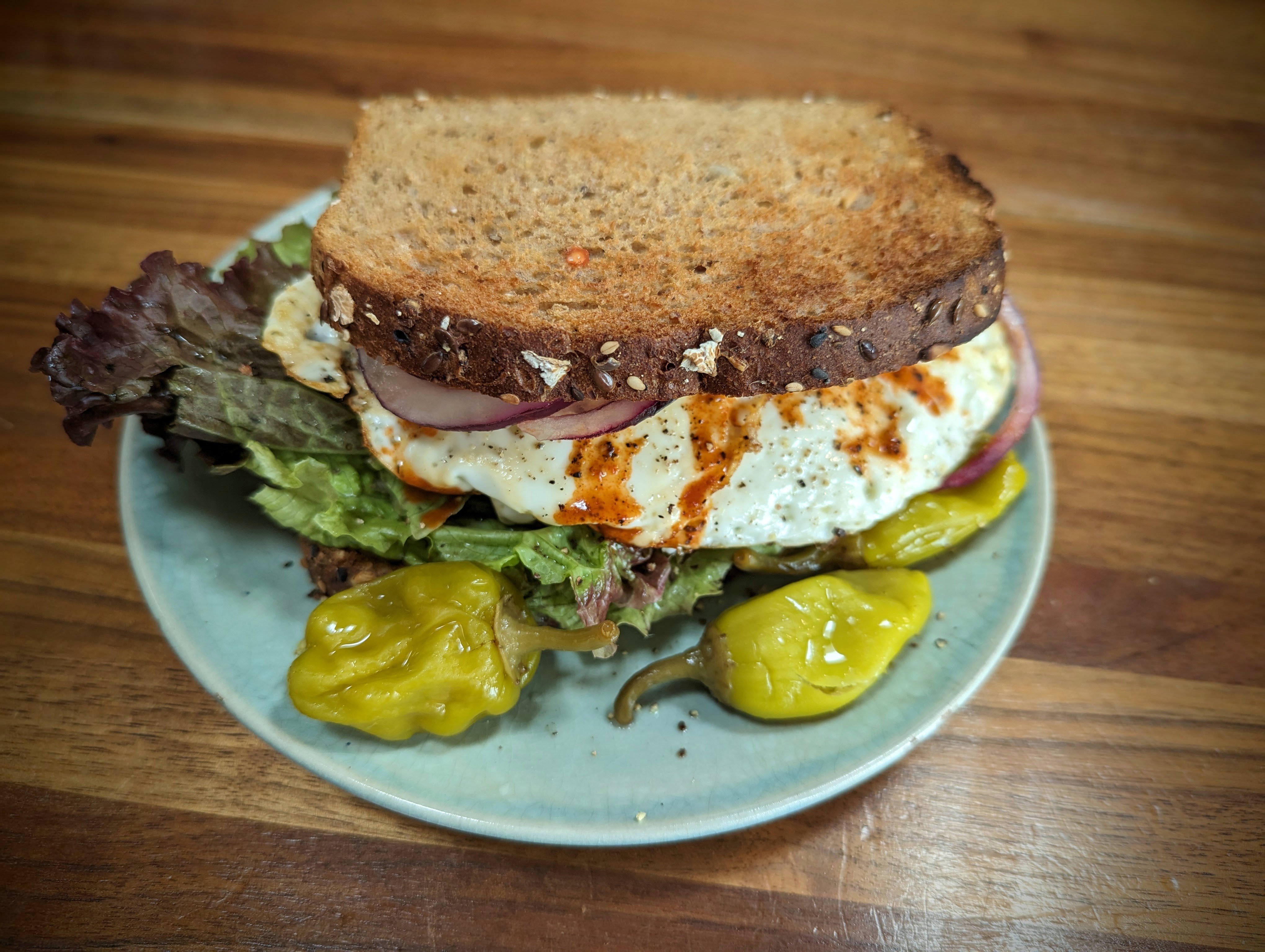 Homemade egg sandwich with cheese
