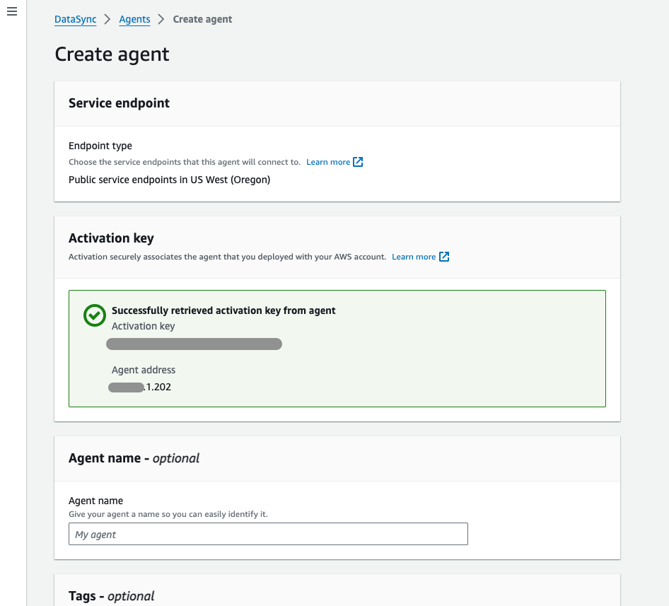 DataSync Agent Key Success