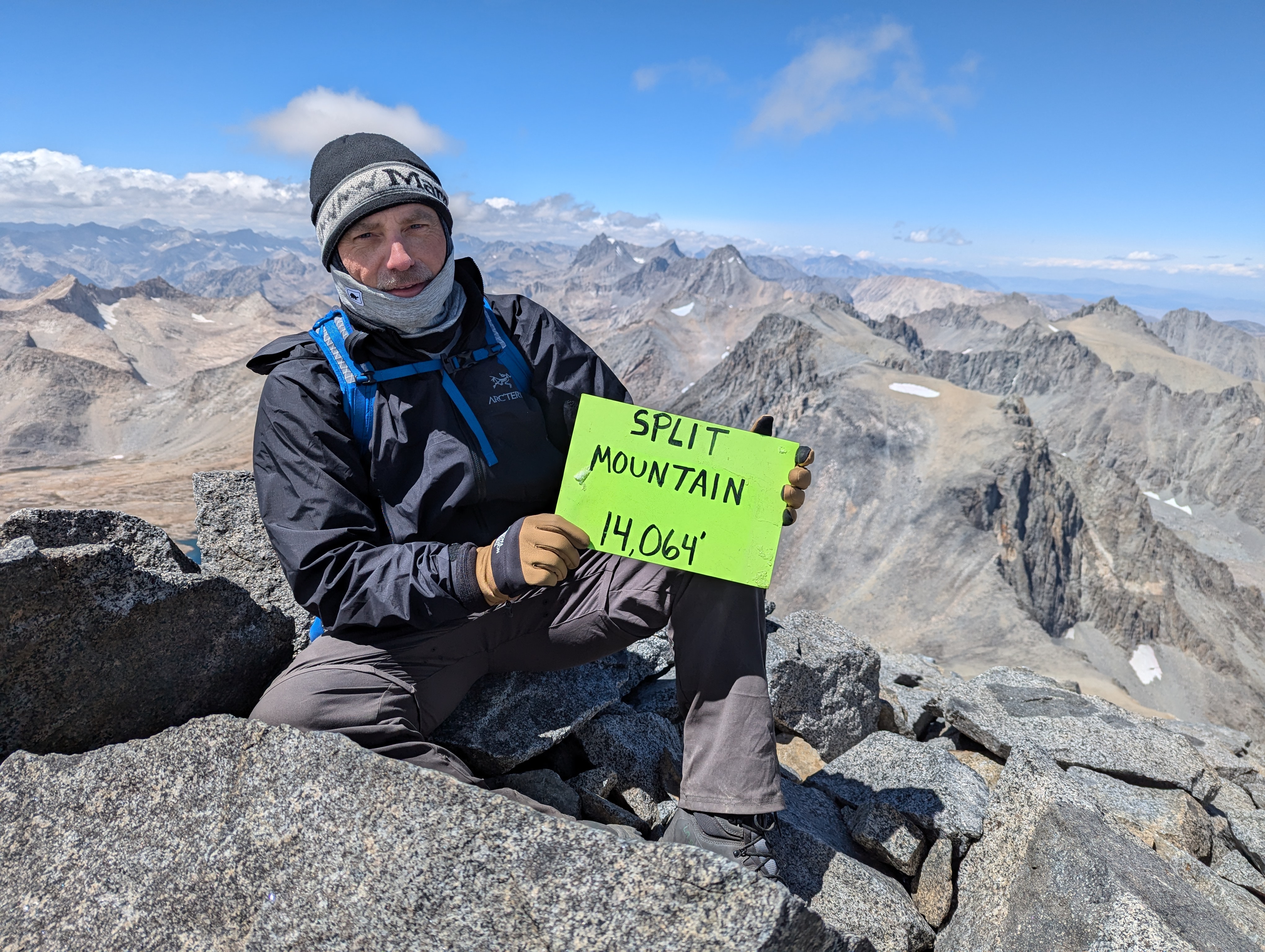 Standing on Split Mountain summit with panoramic views